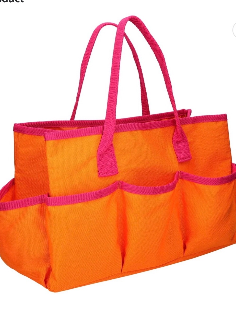 Two-Tone Orange and Pink Utility Tote Bag